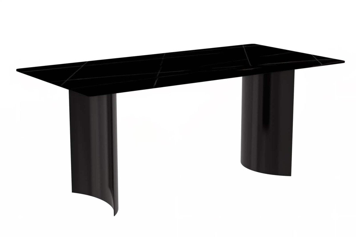 Zara Rectangular Dining Table with Glass/Sintered Stone Top and Stainless Steel Base