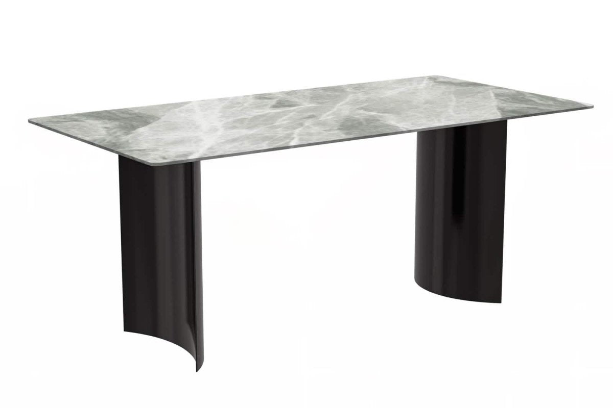 Zara Rectangular Dining Table with Glass/Sintered Stone Top and Stainless Steel Base