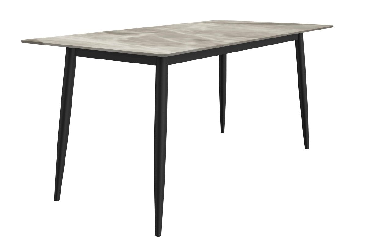 Zayle 7 - Piece Dining Set with 55" Rectangular Sintered Stone Top Table and 4 Leather Dining Chair