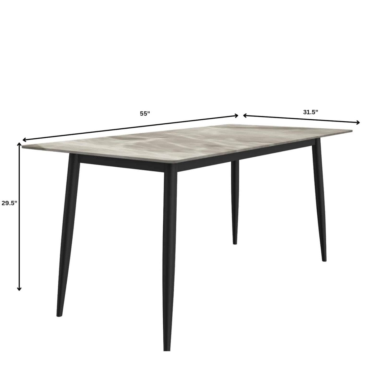 Zayle 7 - Piece Dining Set with 55" Rectangular Sintered Stone Top Table and 4 Leather Dining Chair