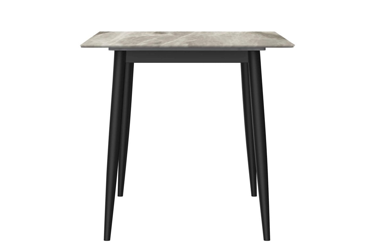 Zayle 7 - Piece Dining Set with 55" Rectangular Sintered Stone Top Table and 4 Leather Dining Chair