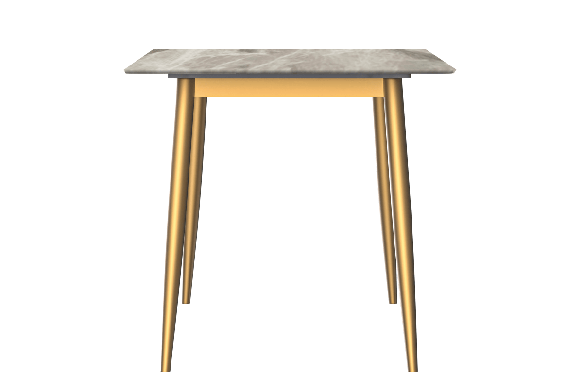 Zayle Modern Rectangular Dining Table with Glass/Stone Tabletop and Gold Steel Base
