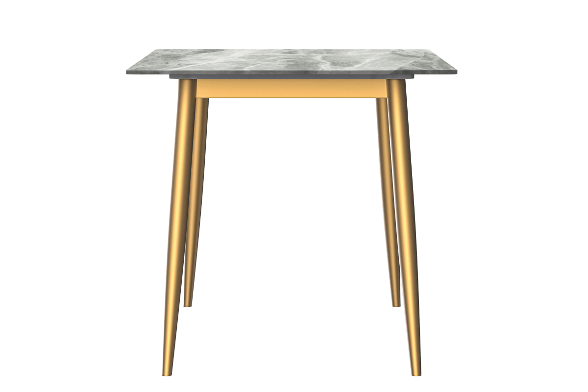 Zayle Modern Rectangular Dining Table with Glass/Stone Tabletop and Gold Steel Base