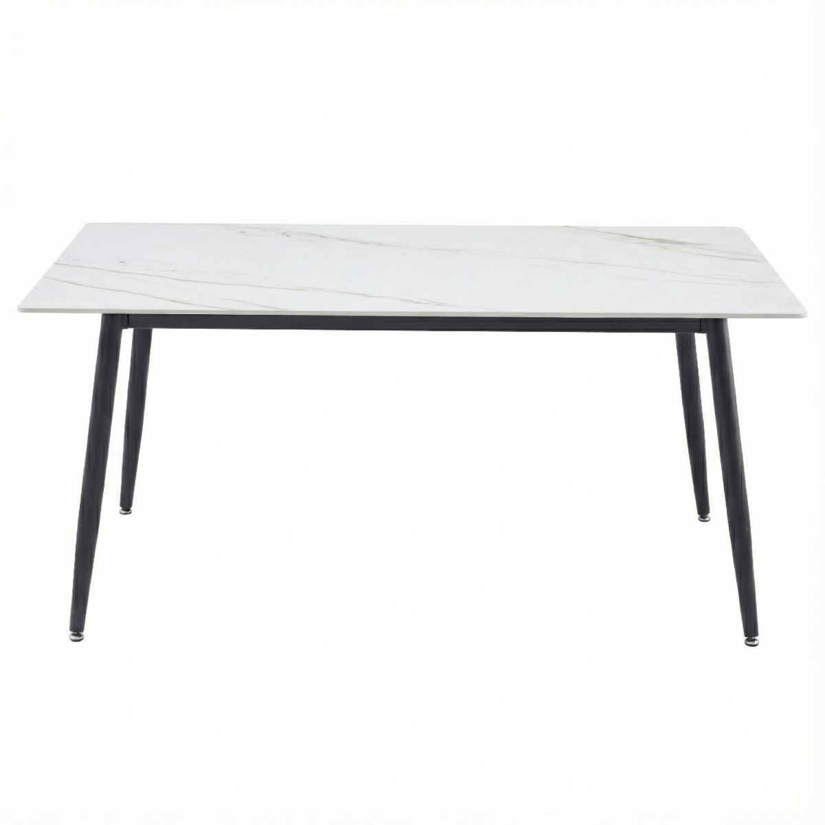 Zayle Rectangular Dining Table with a Sintered Stone Tabletop and a Stainless Steel Base