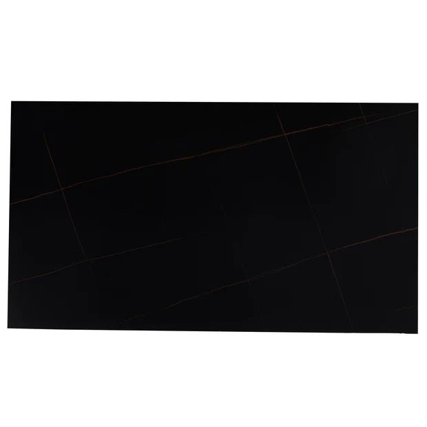 Zayle Rectangular Dining Table with a Sintered Stone Tabletop and a Stainless Steel Base