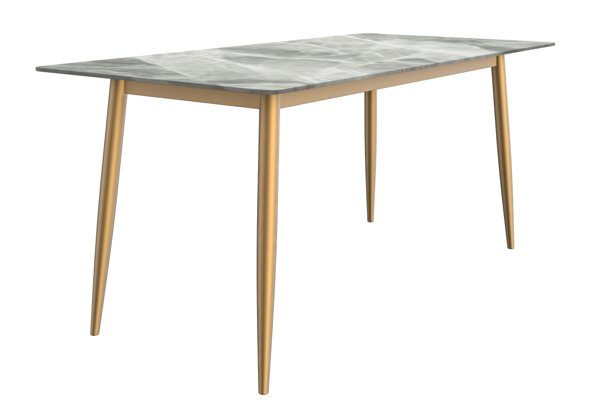 Zayle Rectangular Dining Table with a Sintered Stone Tabletop and a Stainless Steel Base