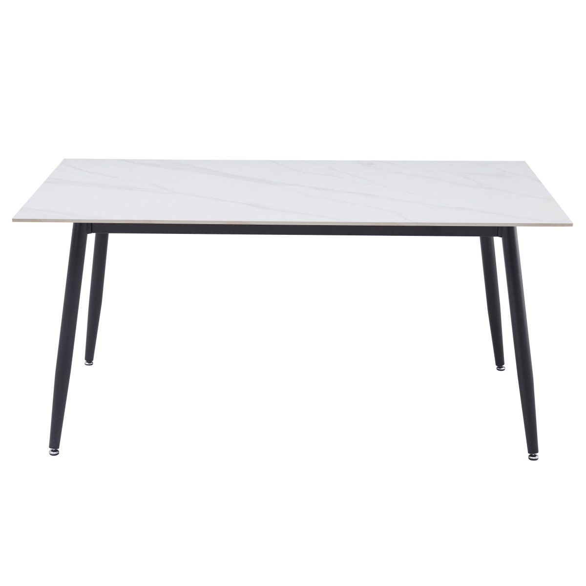 Zayle Rectangular Dining Table with a Sintered Stone Tabletop and a Stainless Steel Base