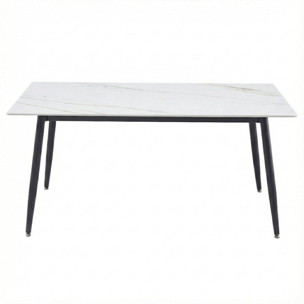 Zayle Rectangular Dining Table with a Sintered Stone Tabletop and a Stainless Steel Base