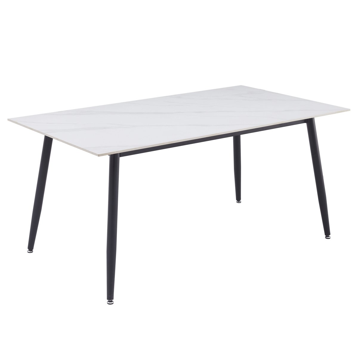 Zayle Rectangular Dining Table with a Sintered Stone Tabletop and a Stainless Steel Base