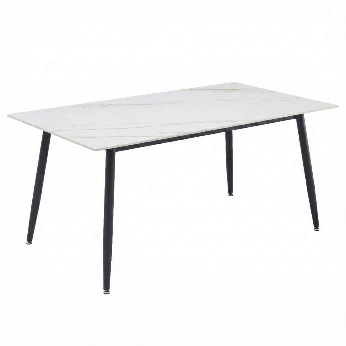Zayle Rectangular Dining Table with a Sintered Stone Tabletop and a Stainless Steel Base