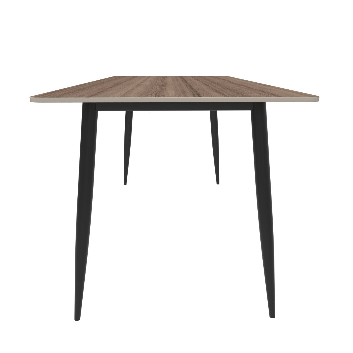 Zayle Rectangular Dining Table with a Stintered Stone Tabletop and a Stainless Steel Base