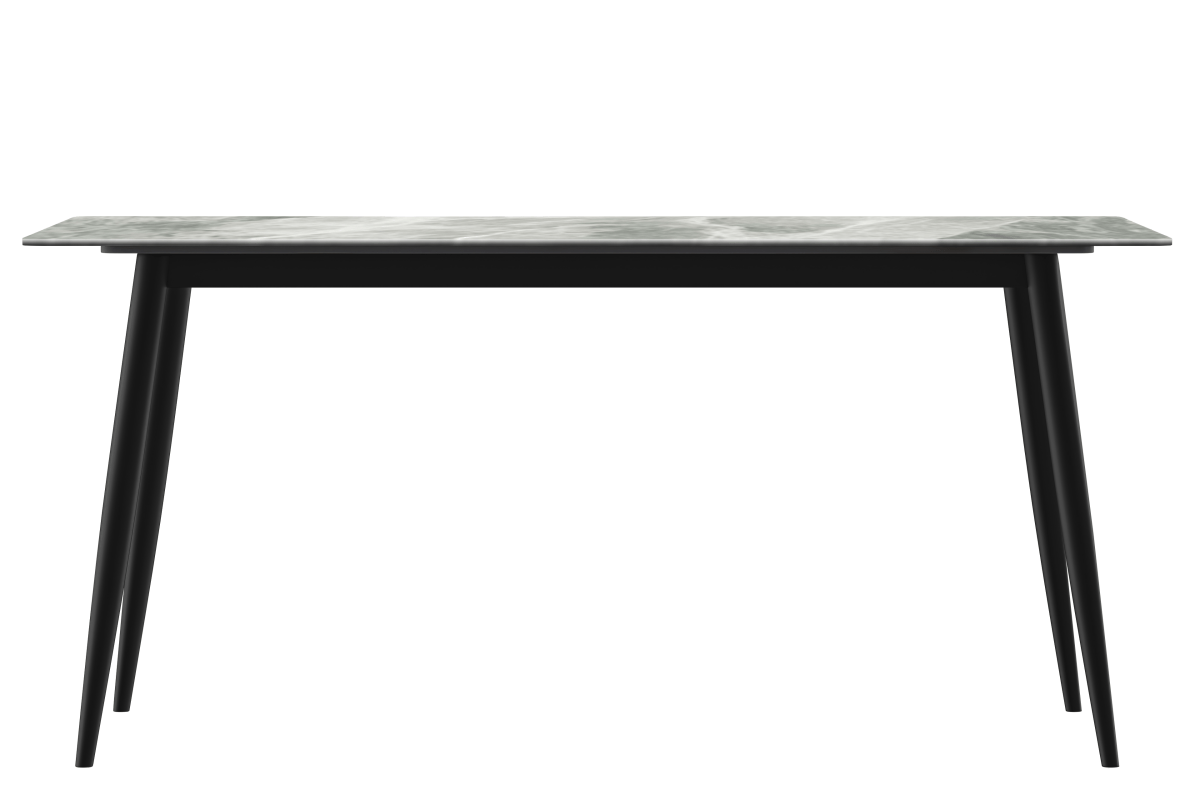 Zayle Rectangular Dining Table with a Stintered Stone Tabletop and a Stainless Steel Base