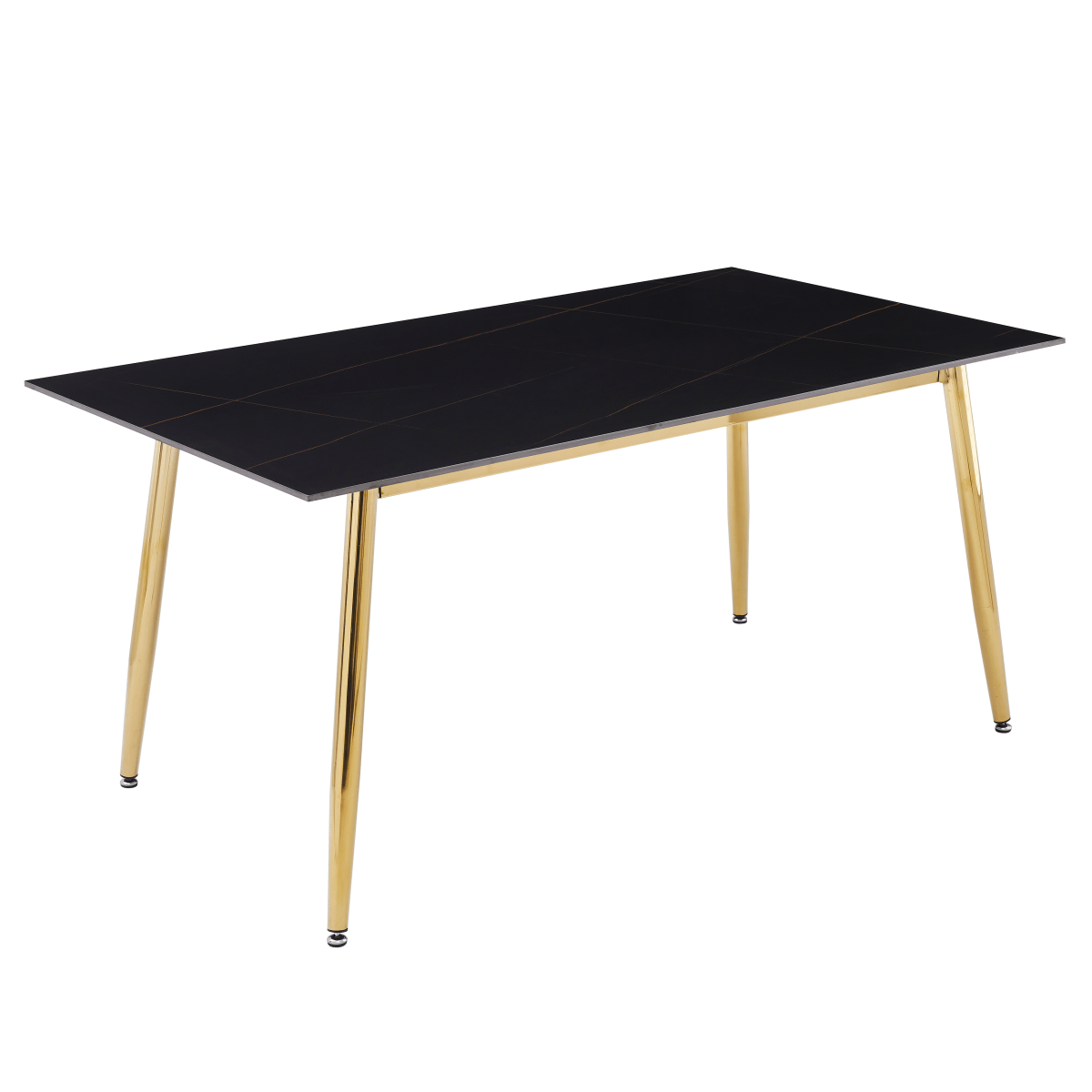 Zayle Rectangular Dining Table with a Stintered Stone Tabletop and a Stainless Steel Base