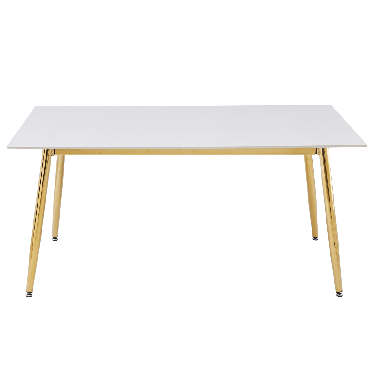 Zayle Rectangular Dining Table with a Stintered Stone Tabletop and a Stainless Steel Base