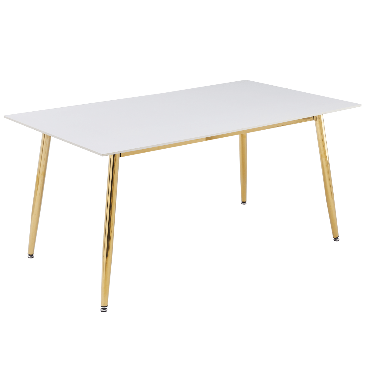 Zayle Rectangular Dining Table with a Stintered Stone Tabletop and a Stainless Steel Base