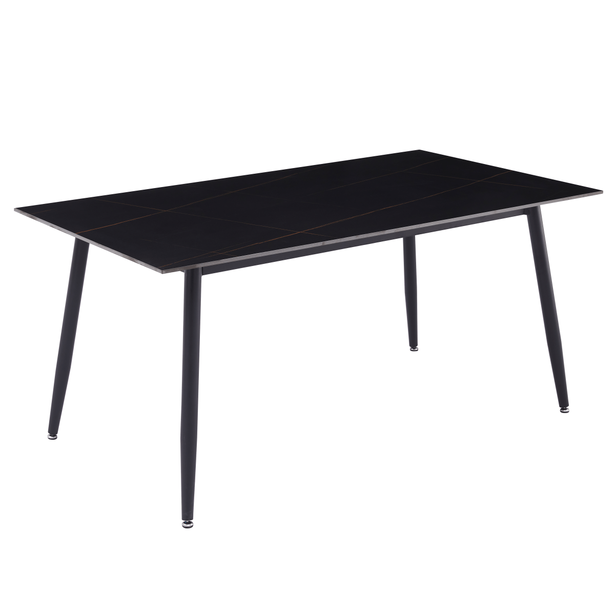 Zayle Rectangular Dining Table with a Stintered Stone Tabletop and a Stainless Steel Base