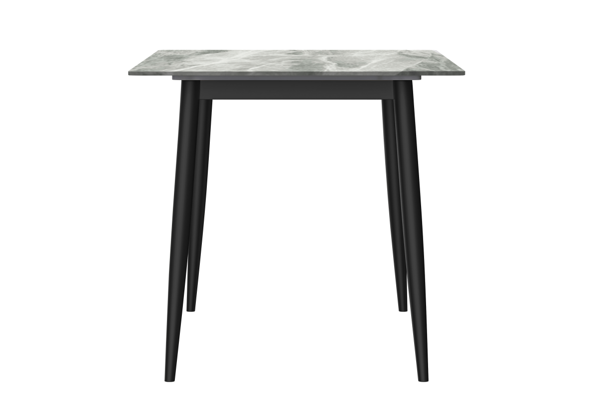 Zayle Rectangular Dining Table with a Stintered Stone Tabletop and a Stainless Steel Base