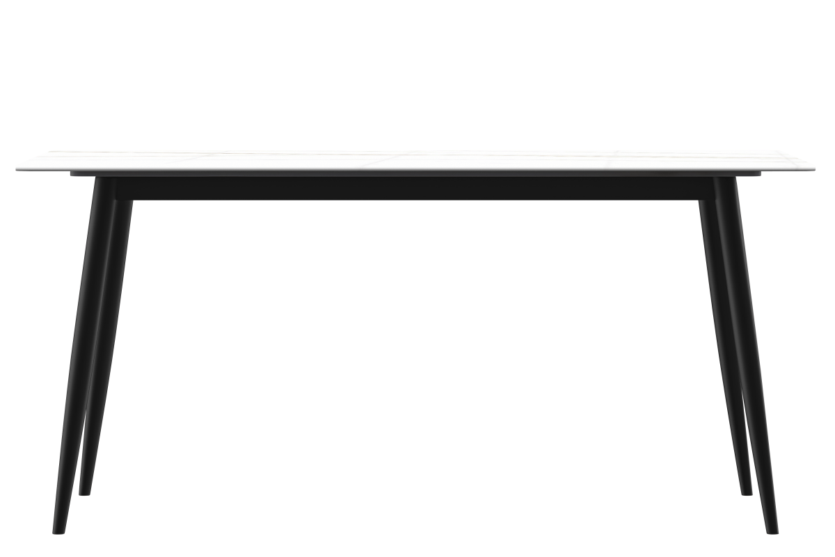 Zayle Rectangular Dining Table with a Stintered Stone Tabletop and a Stainless Steel Base