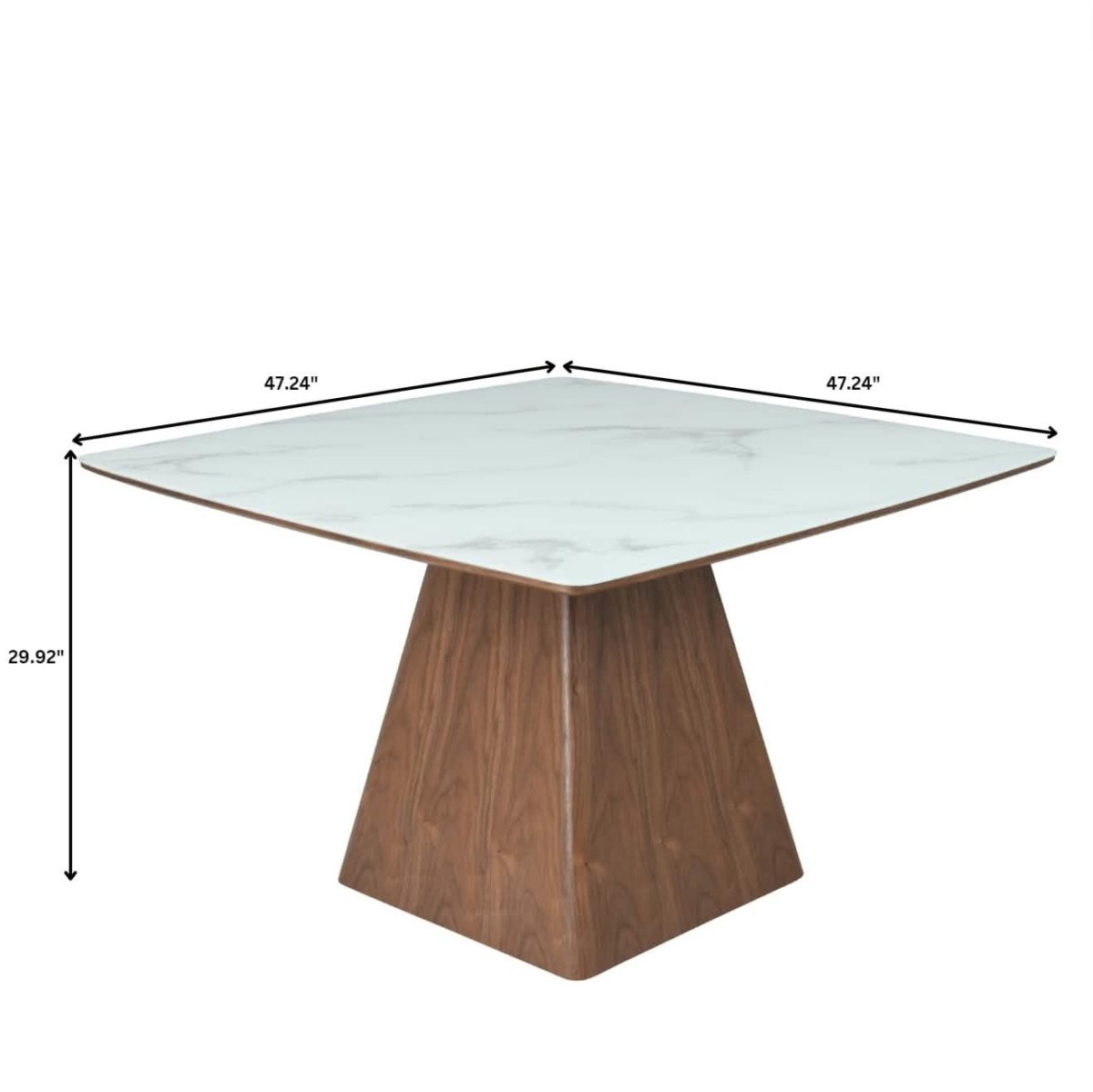 Zephry 5 - Piece Dining Set with Square Dining Table White Sintered Stone Top and 4 Leather Dining Chairs