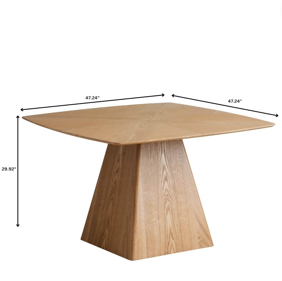Zephry 5 - Piece Dining Set with Square Wooden Table in Natural Wood and 4 Leather Dining Chairs