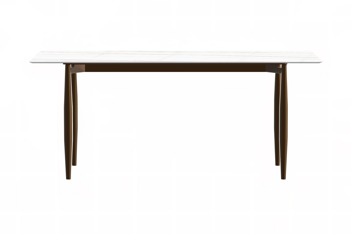 Zinti Rectangular Dining Table with Glass/Sintered Stone Tabletop and Steel Base