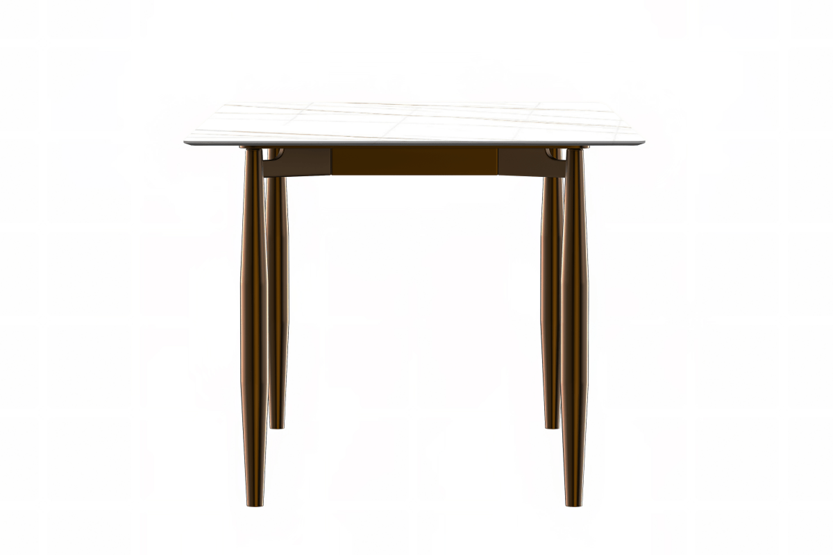 Zinti Rectangular Dining Table with Glass/Sintered Stone Tabletop and Steel Base