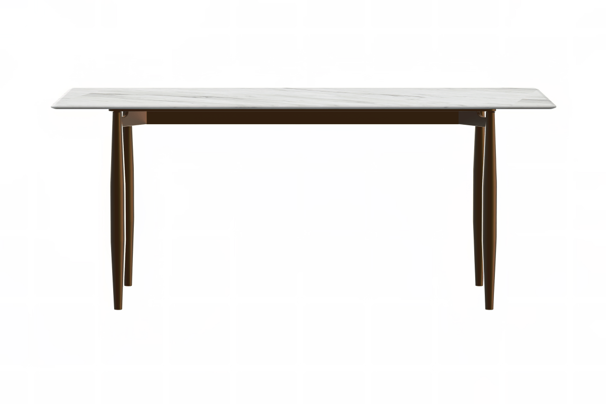 Zinti Rectangular Dining Table with Glass/Sintered Stone Tabletop and Steel Base