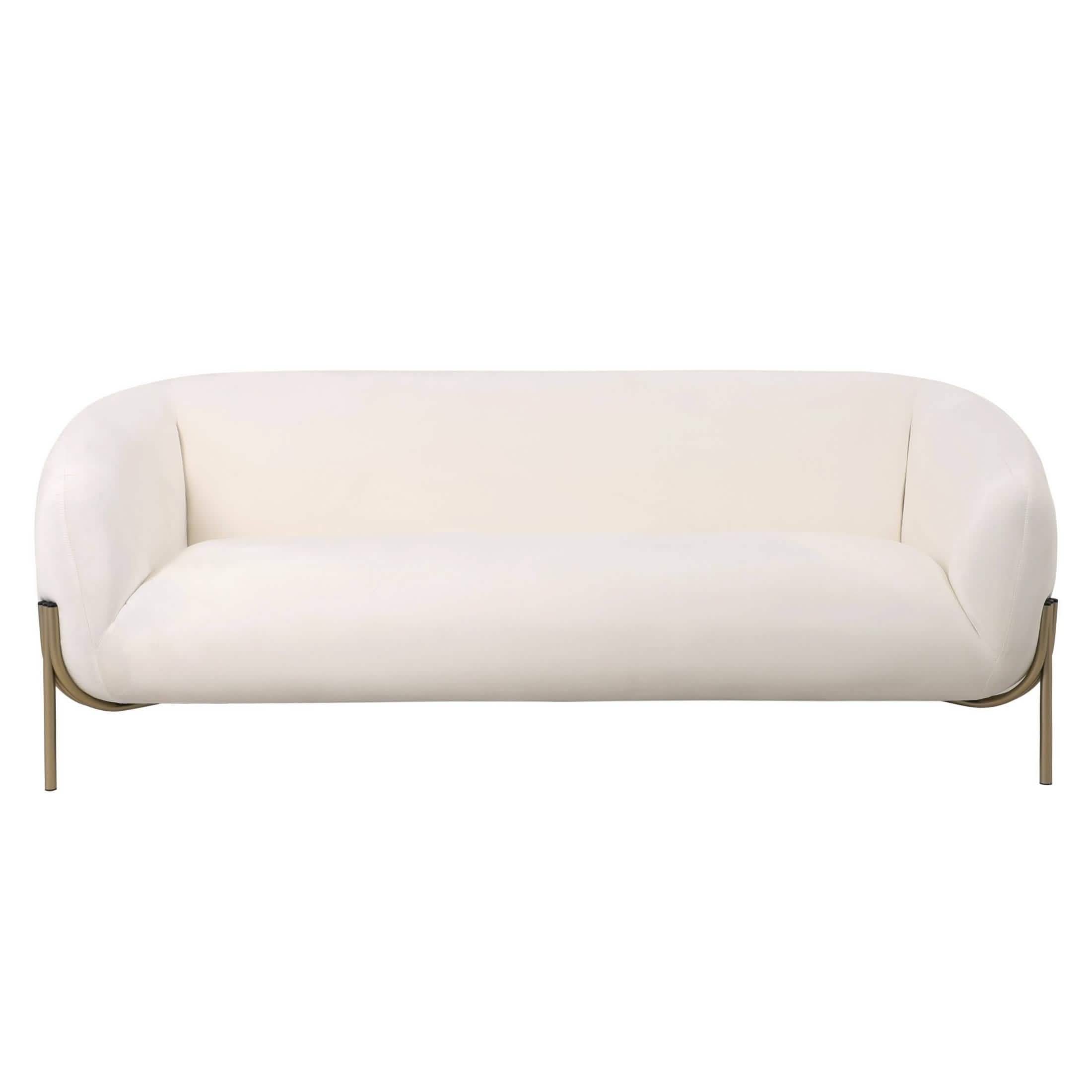 Zuno Modern Three - Seater Velvet Sofa with Gold Iron Legs