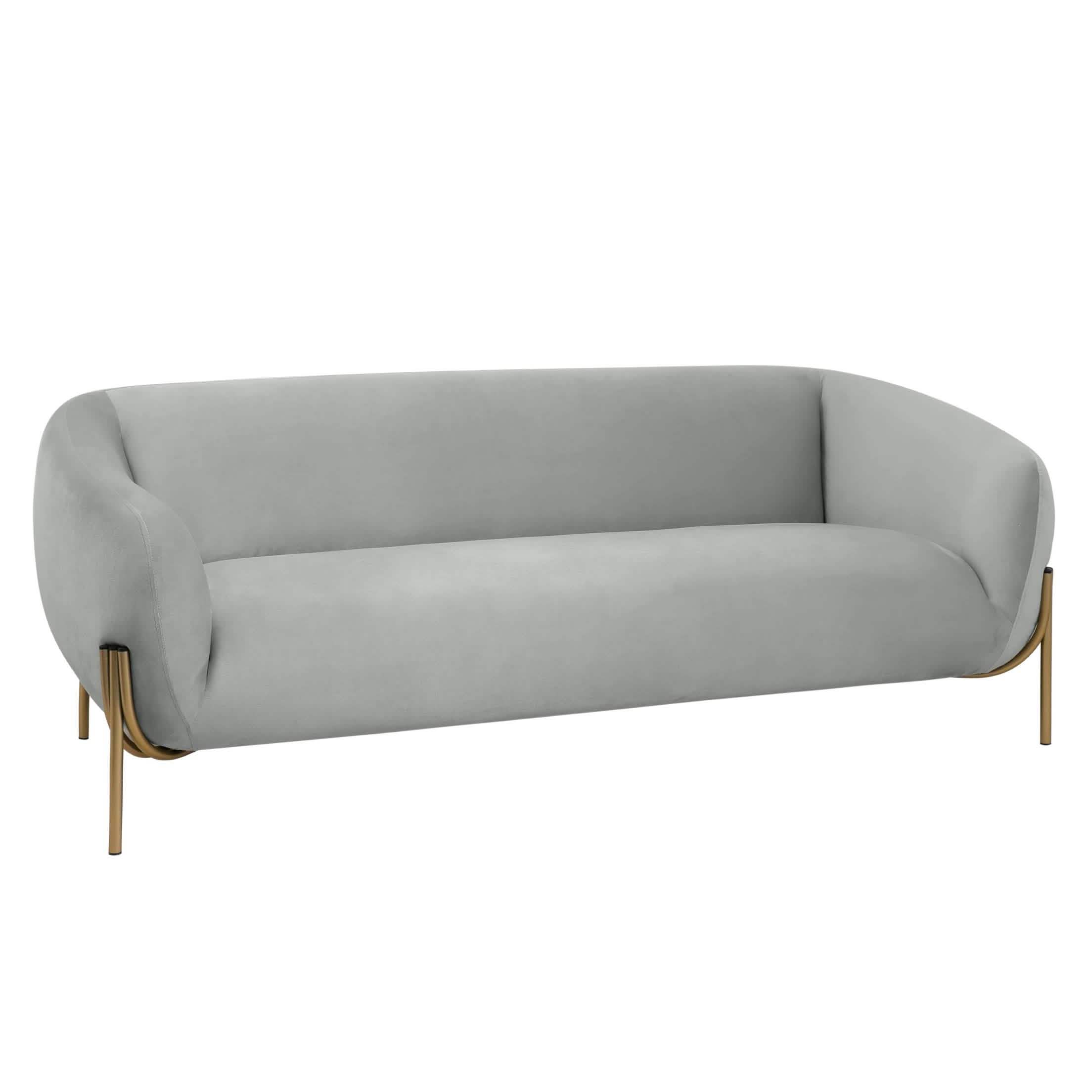 Zuno Modern Three - Seater Velvet Sofa with Gold Iron Legs