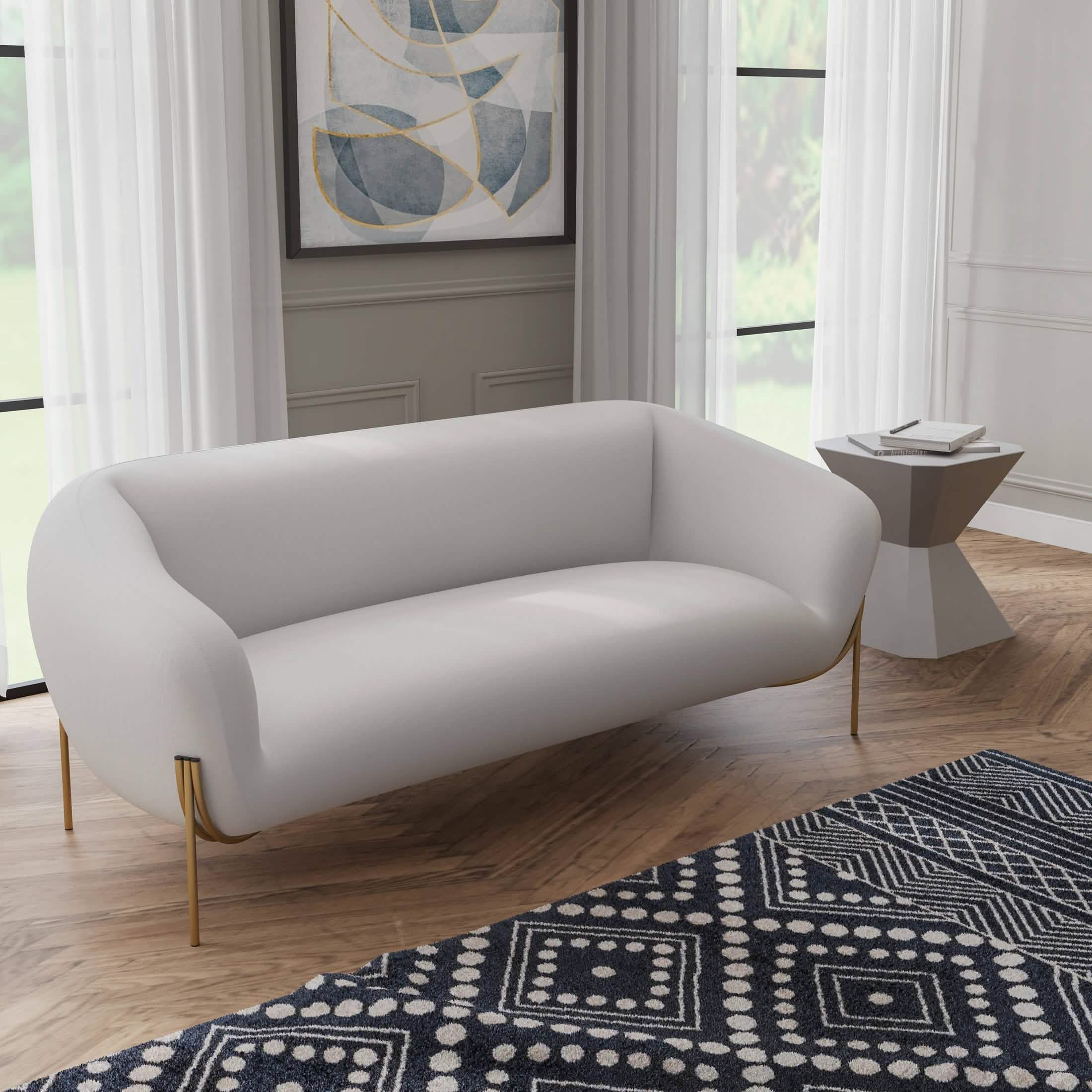 Zuno Modern Three - Seater Velvet Sofa with Gold Iron Legs
