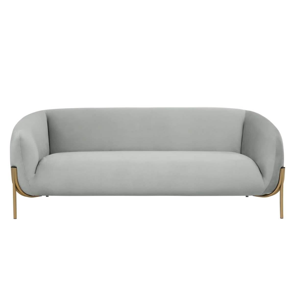 Zuno Modern Three - Seater Velvet Sofa with Gold Iron Legs