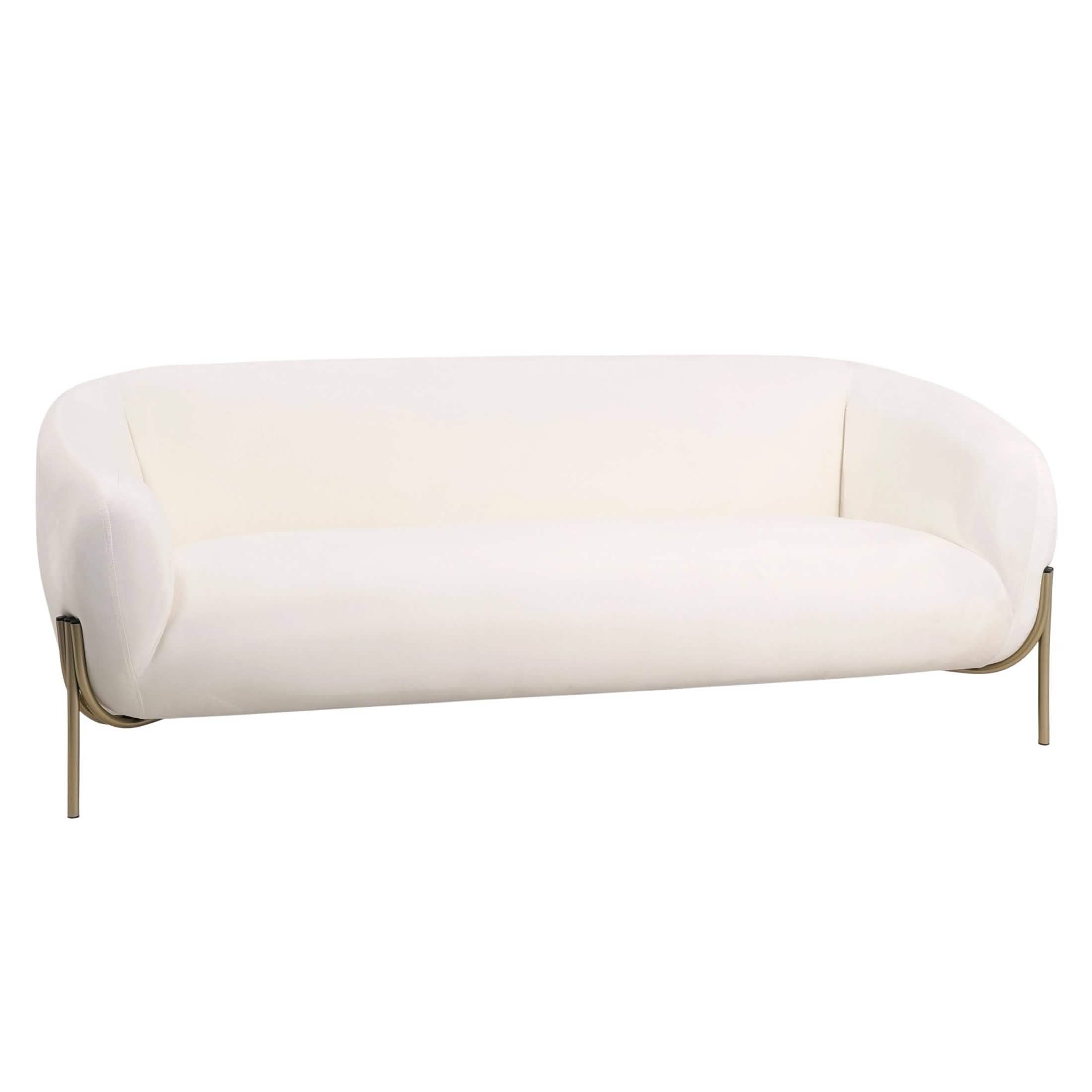 Zuno Modern Three - Seater Velvet Sofa with Gold Iron Legs