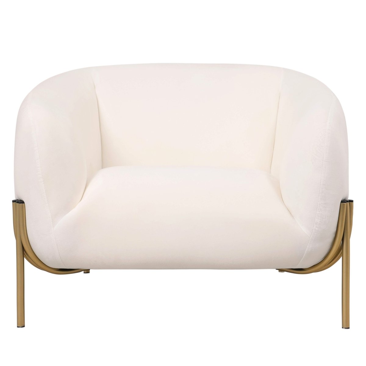 Zuno Upholstered Single Seater Sofa in Velvet with Gold Iron Legs