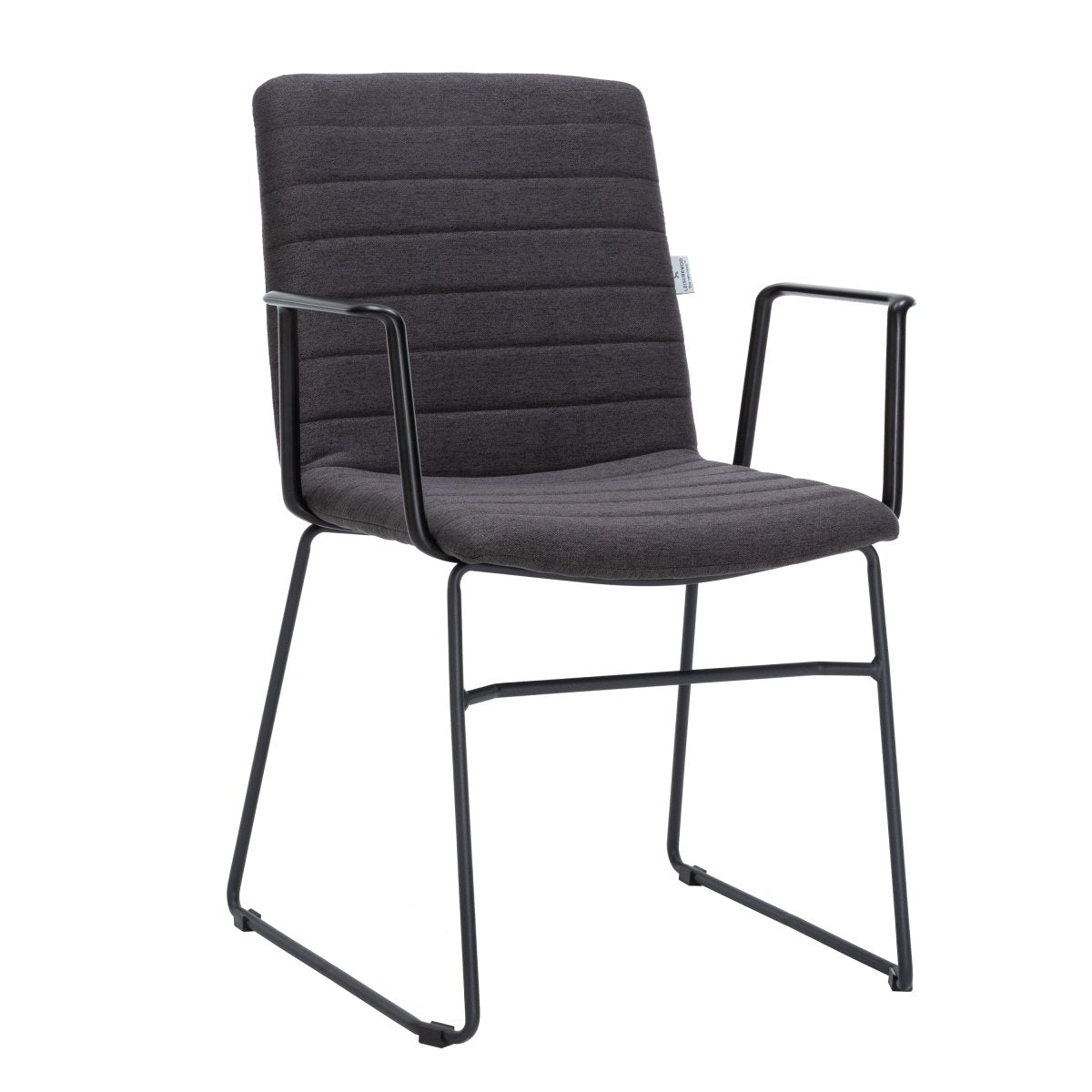 Zylar Leather/Polyester Guest Arm Chair with Powder - Coated Stainless Steel Base