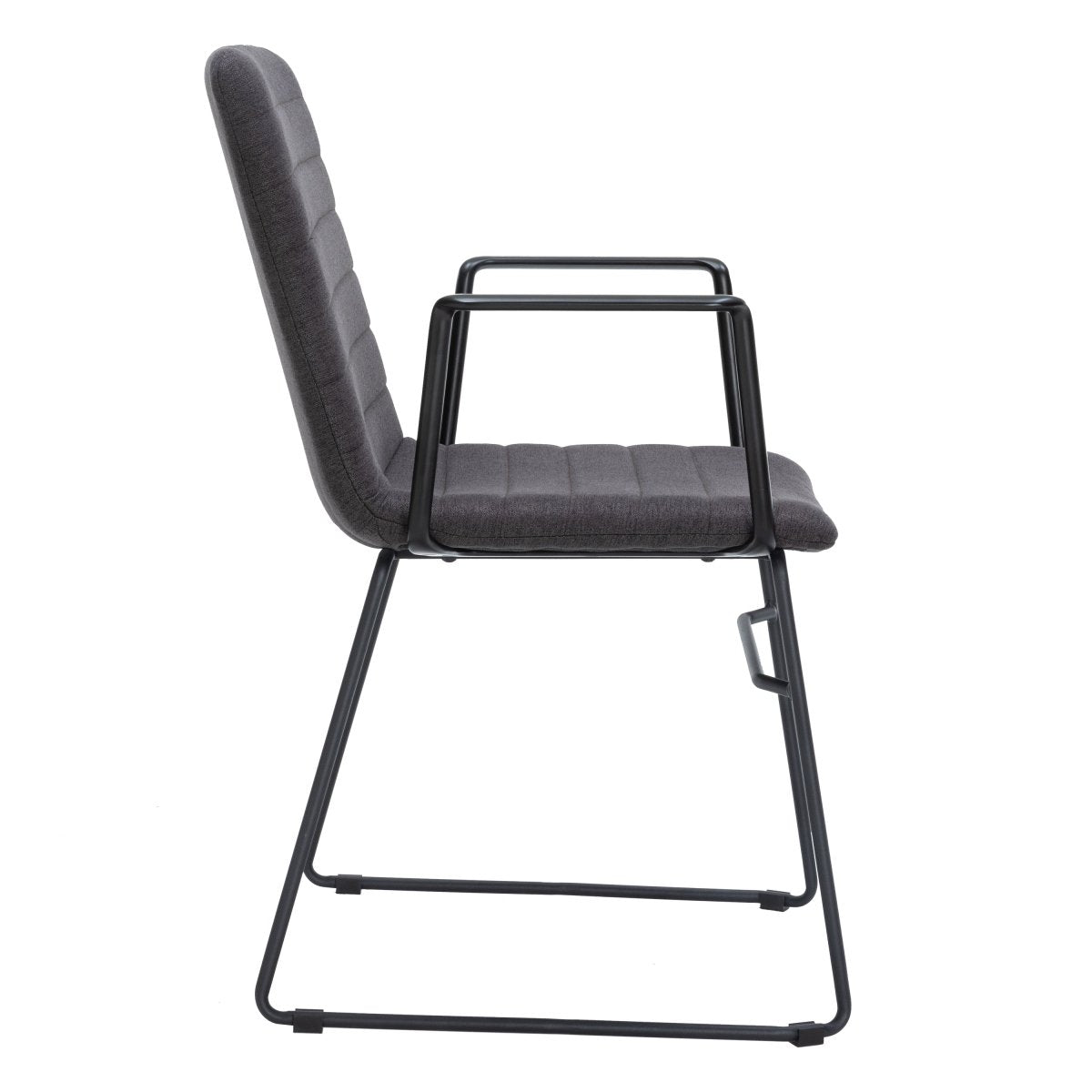 Zylar Leather/Polyester Guest Arm Chair with Powder - Coated Stainless Steel Base