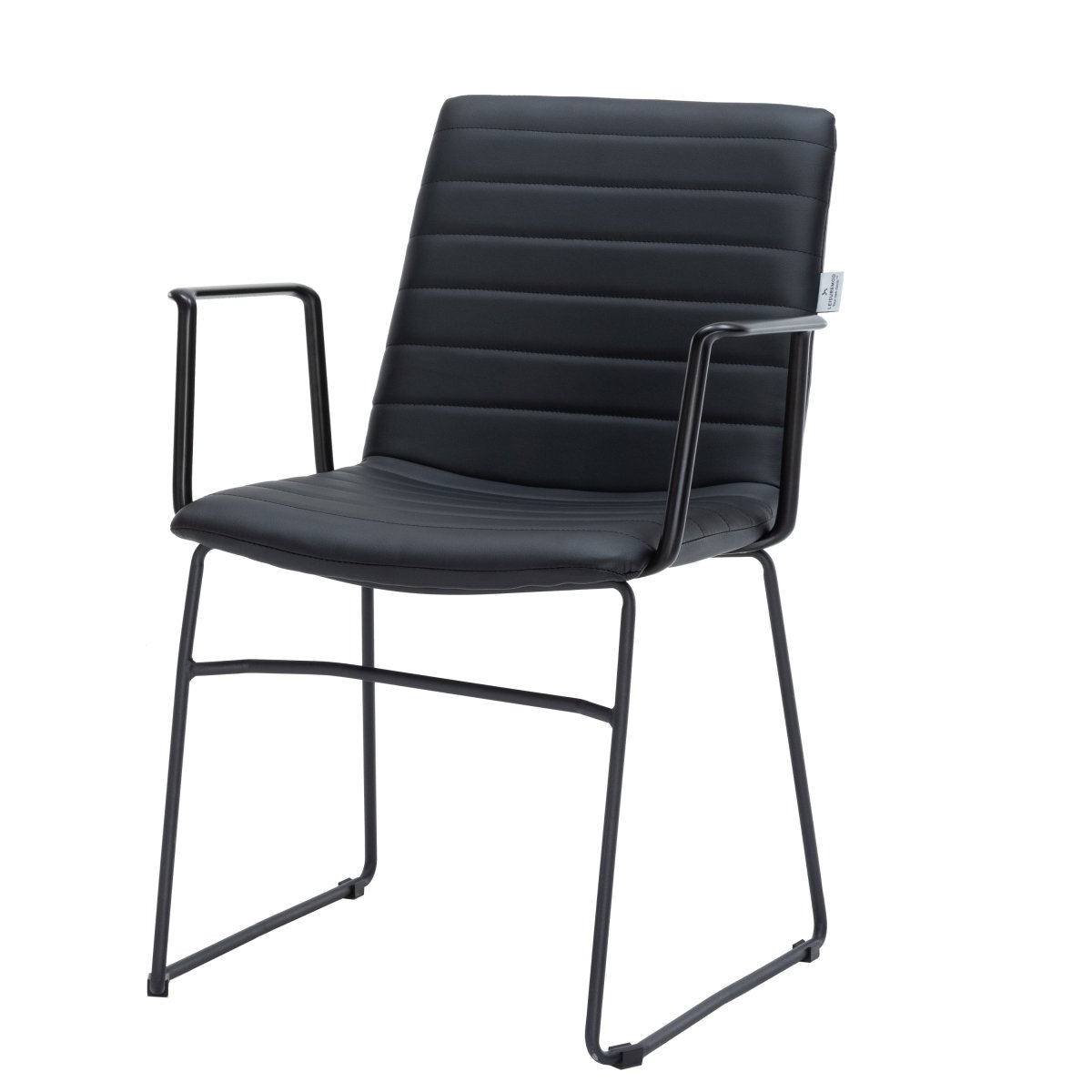 Zylar Leather/Polyester Guest Arm Chair with Powder - Coated Stainless Steel Base