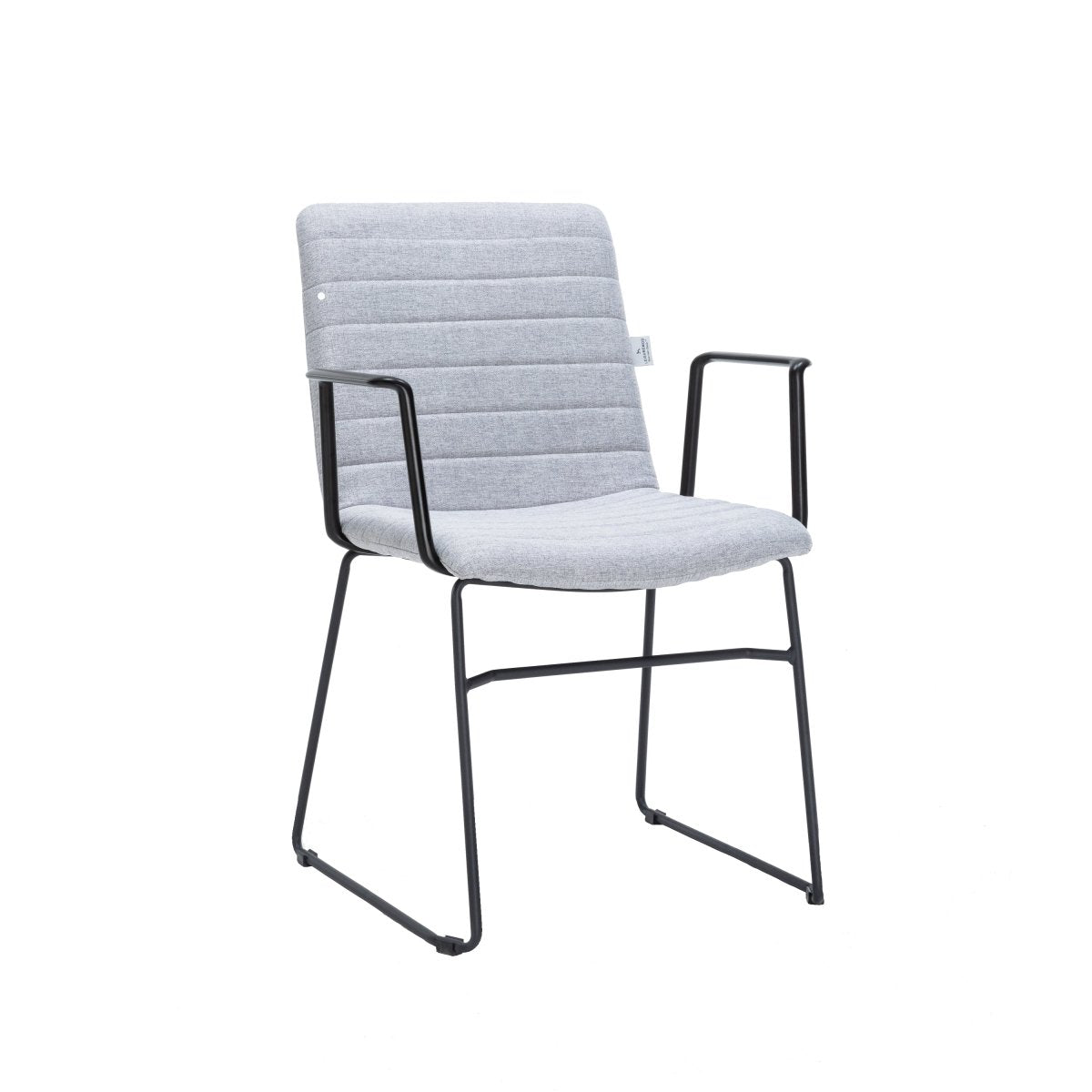 Zylar Leather/Polyester Guest Arm Chair with Powder - Coated Stainless Steel Base