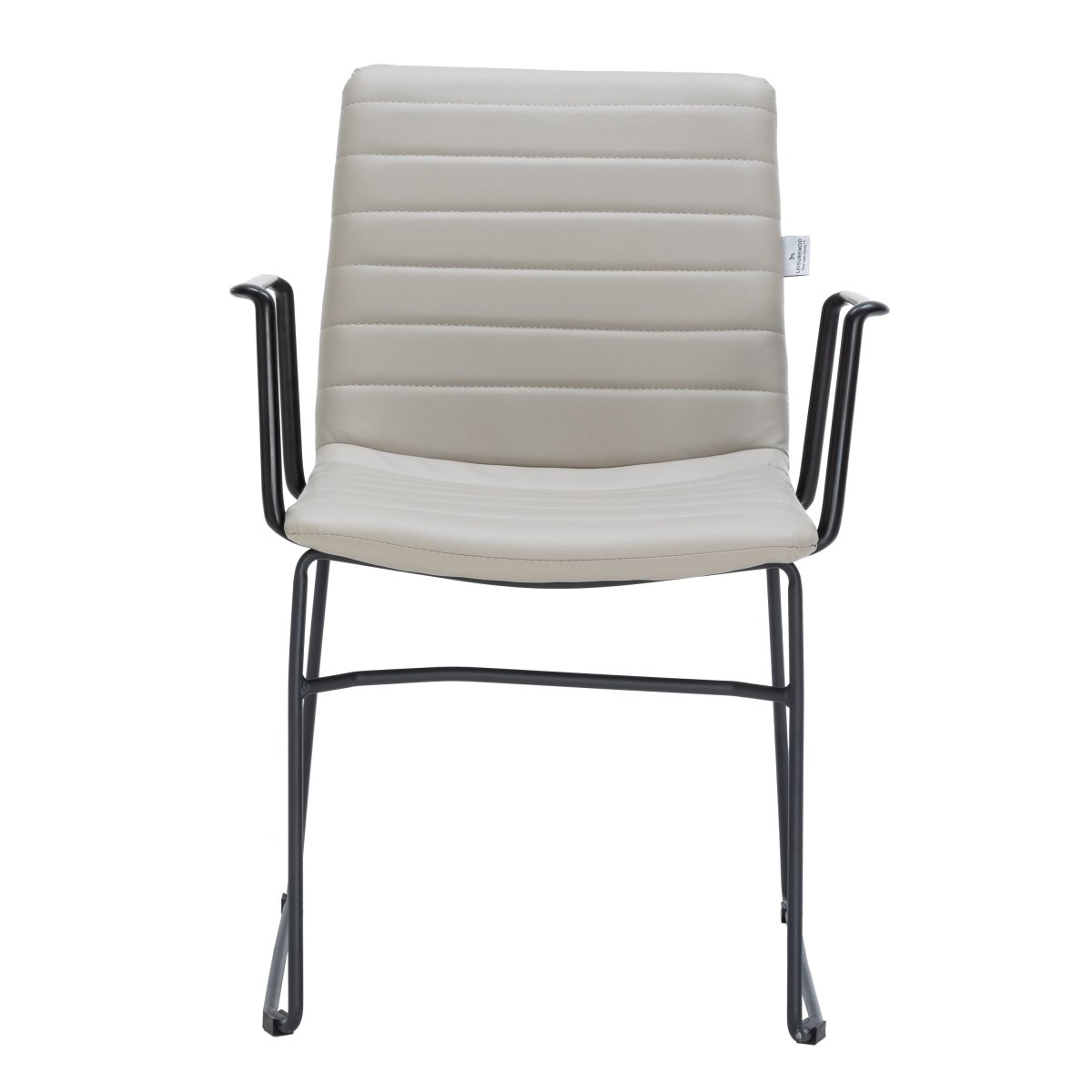 Zylar Leather/Polyester Guest Arm Chair with Powder - Coated Stainless Steel Base