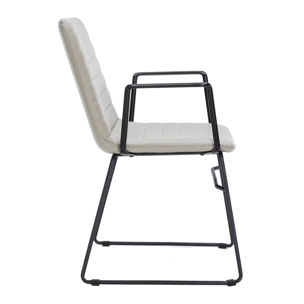 Zylar Leather/Polyester Guest Arm Chair with Powder - Coated Stainless Steel Base