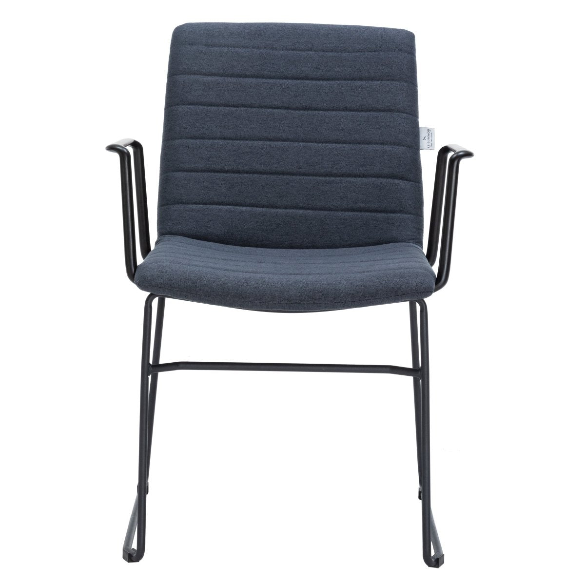 Zylar Leather/Polyester Guest Arm Chair with Powder - Coated Stainless Steel Base