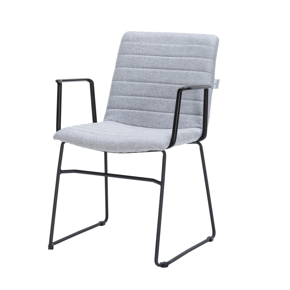Zylar Leather/Polyester Guest Arm Chair with Powder - Coated Stainless Steel Base