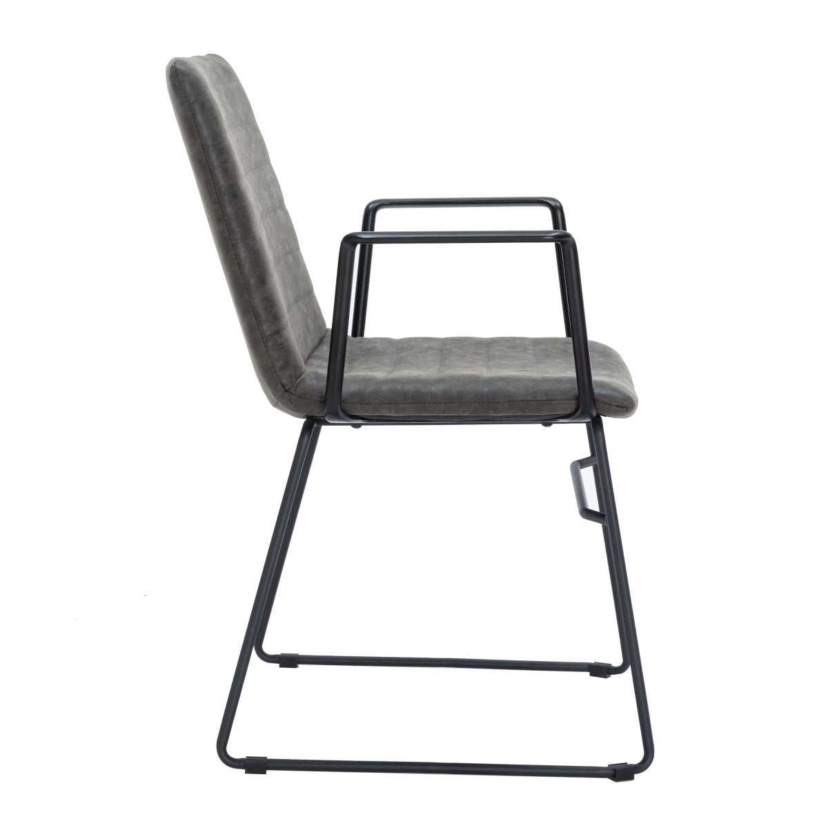 Zylar Leather/Polyester Guest Arm Chair with Powder - Coated Stainless Steel Base