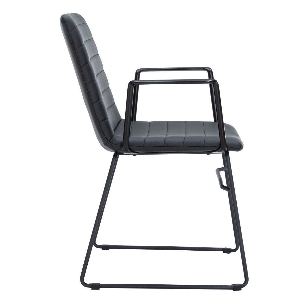 Zylar Leather/Polyester Guest Arm Chair with Powder - Coated Stainless Steel Base