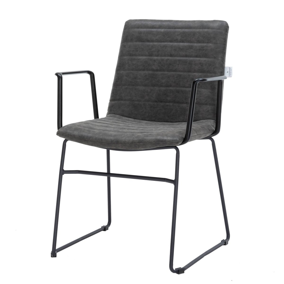 Zylar Leather/Polyester Guest Arm Chair with Powder - Coated Stainless Steel Base