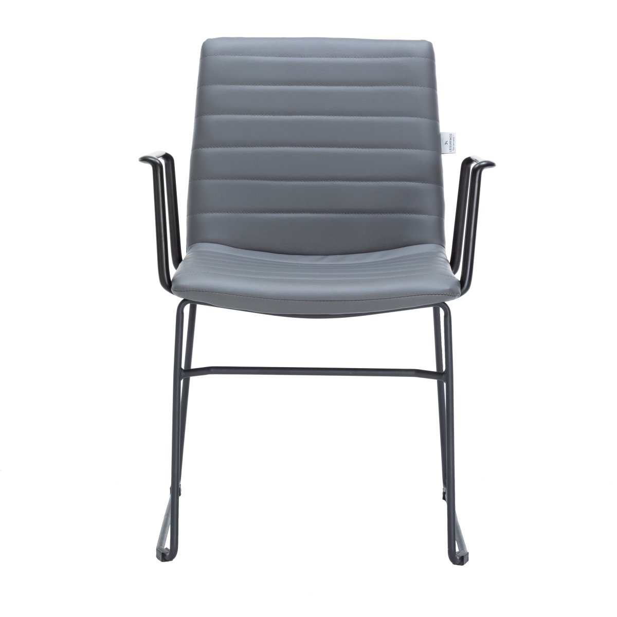 Zylar Leather/Polyester Guest Arm Chair with Powder - Coated Stainless Steel Base