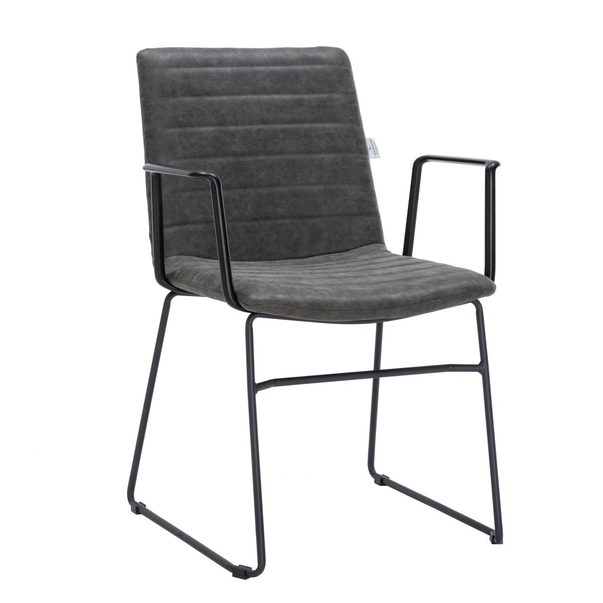 Zylar Leather/Polyester Guest Arm Chair with Powder - Coated Stainless Steel Base