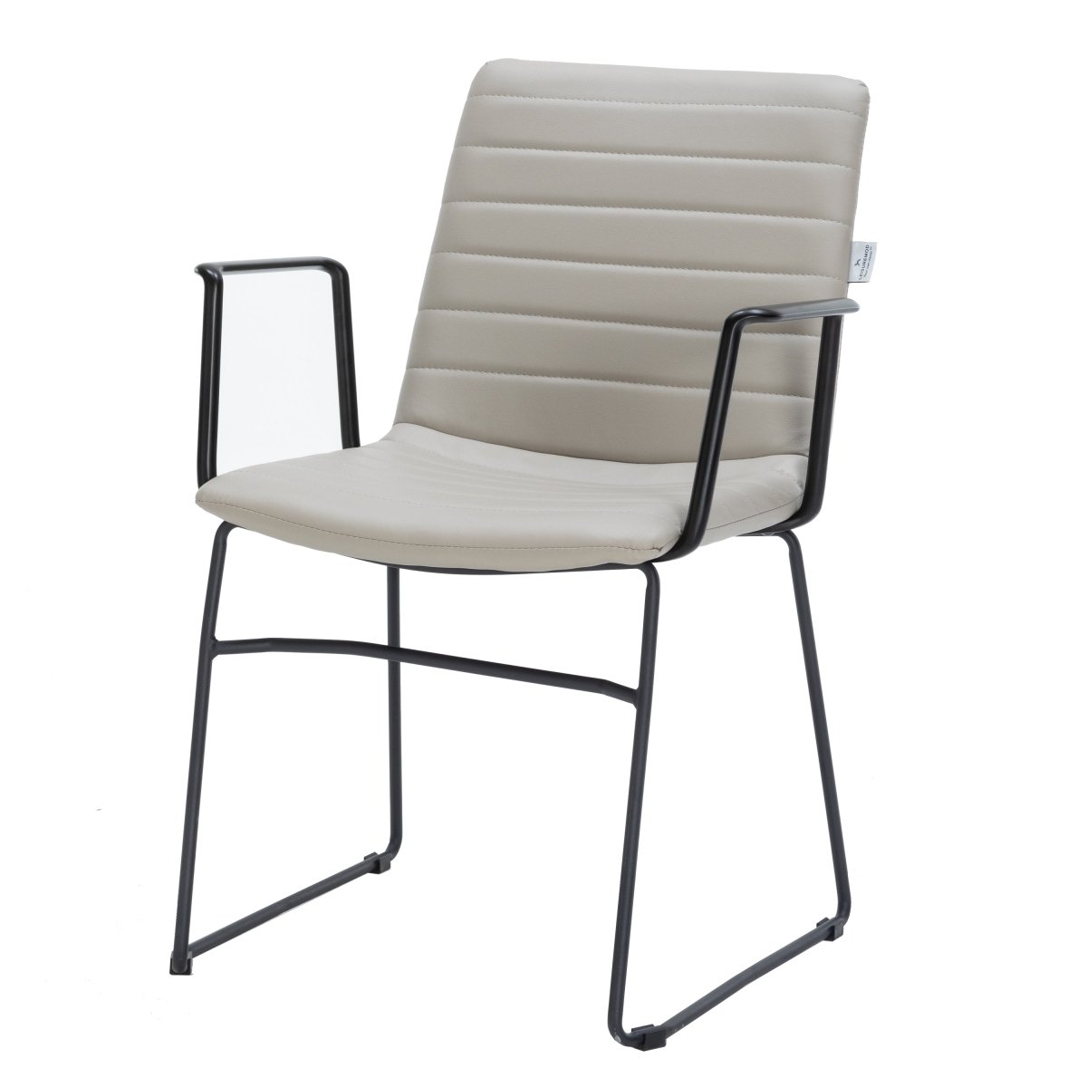 Zylar Leather/Polyester Guest Arm Chair with Powder - Coated Stainless Steel Base
