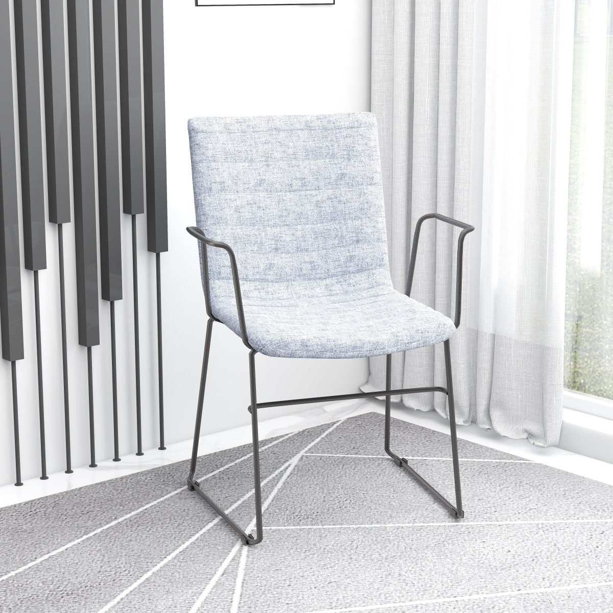 Zylar Leather/Polyester Guest Arm Chair with Powder - Coated Stainless Steel Base