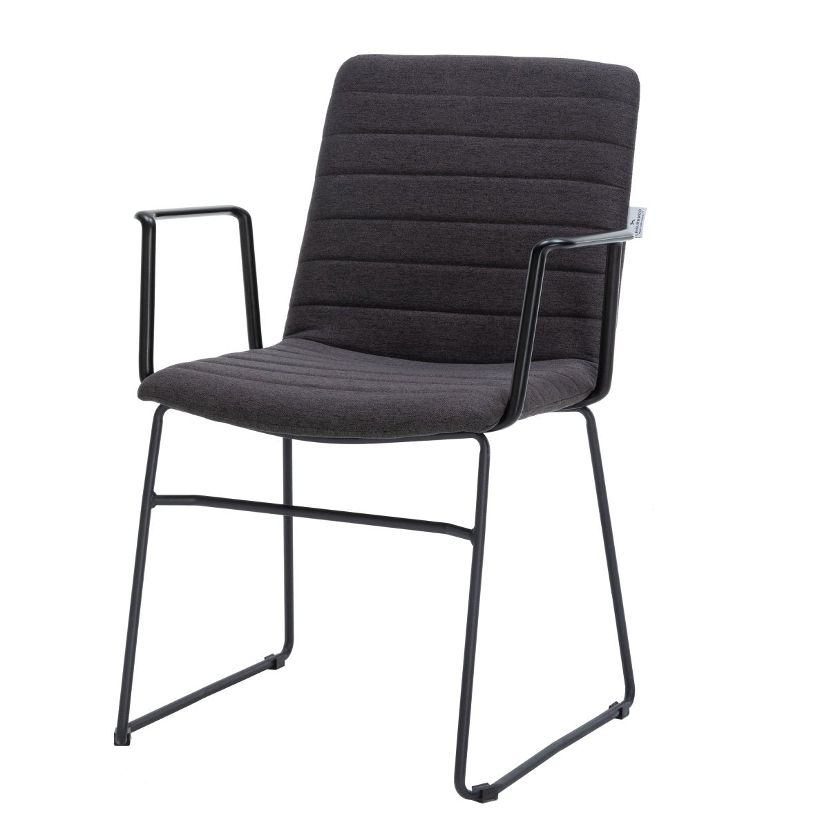 Zylar Leather/Polyester Guest Arm Chair with Powder - Coated Stainless Steel Base