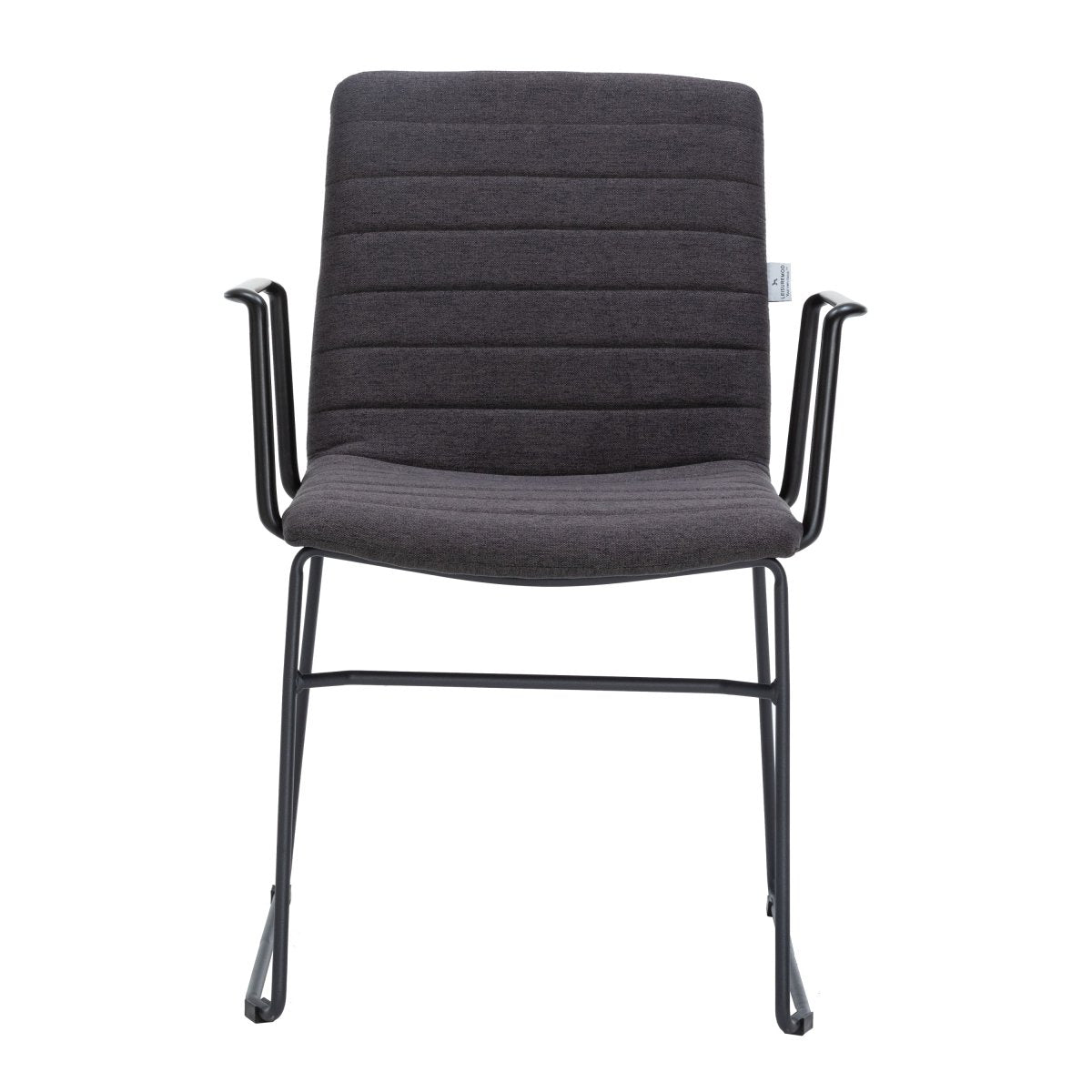 Zylar Leather/Polyester Guest Arm Chair with Powder - Coated Stainless Steel Base